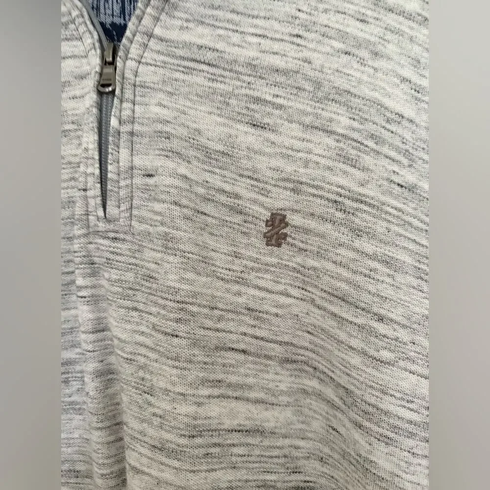 Mens IZOD Saltwater Quarter-Zip Sweater Heather Gray Pullover Shirt Size Large